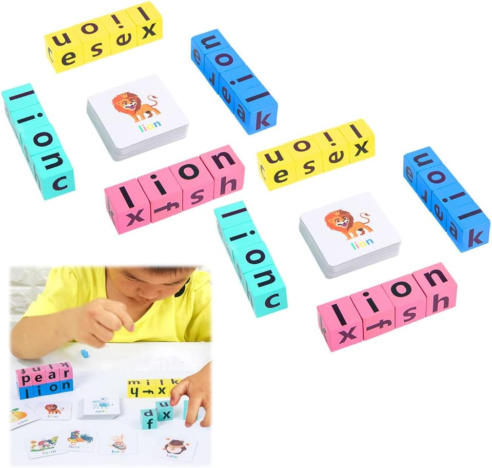 Wooden Montessori English Alphabet Puzzle Spelling Words Game