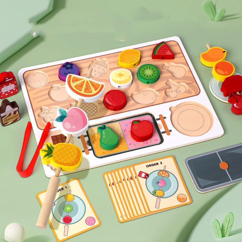 Wooden Fruit Puzzle Sticks – Montessori Early Learning & Kitchen Pretend Play Toy