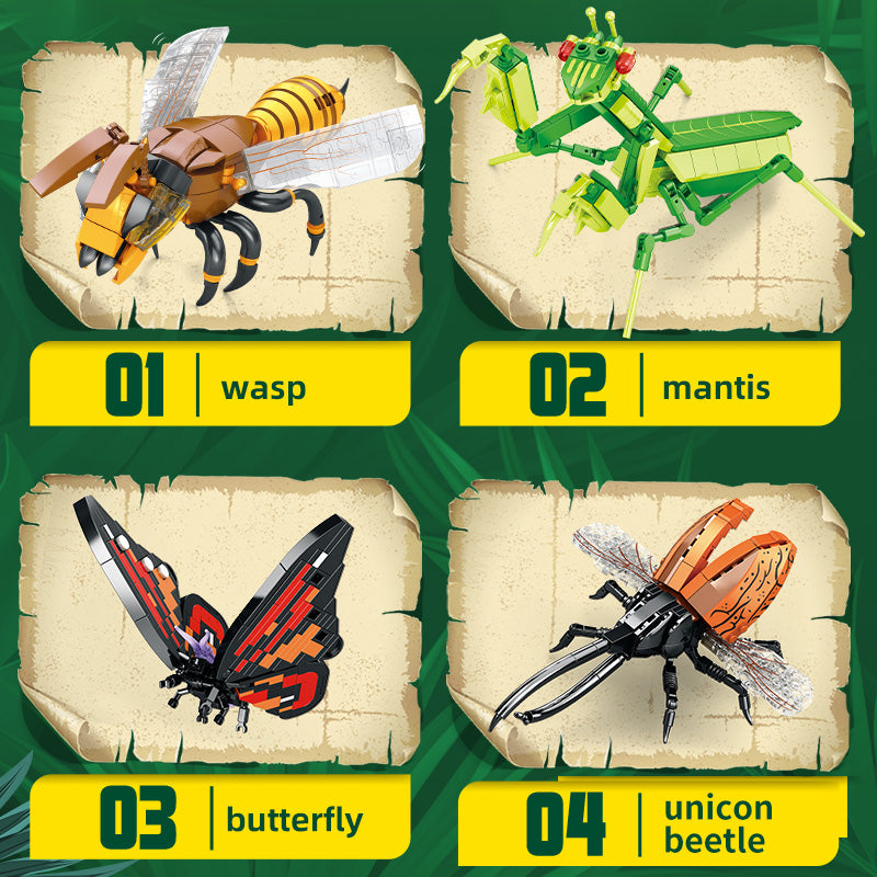Mini Building Blocks Assemble Animal Plastic Insect Hexapod Model Toy for Kids