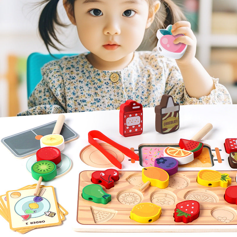 Wooden Fruit Puzzle Sticks – Montessori Early Learning & Kitchen Pretend Play Toy