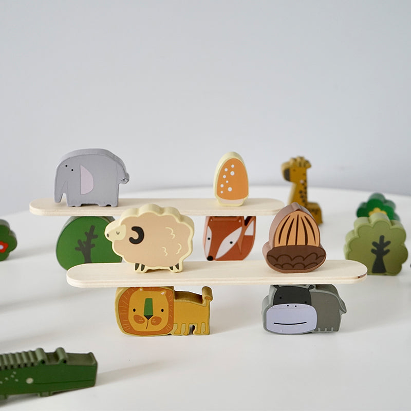 Montessori Animal Stacking Blocks - Wooden Balance Puzzle for Toddlers