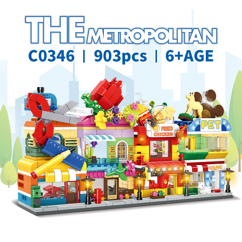 City Series Street View Construction Blocks Set Street Store Mini City Block Modern Model House Toy