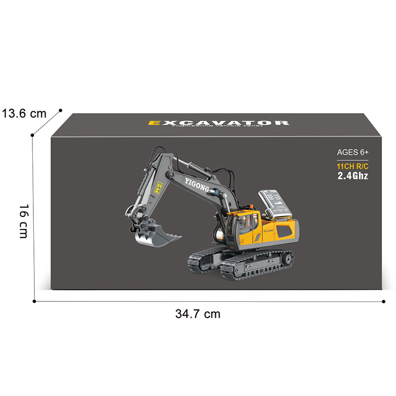 RC Excavator 9-Channel Remote Control Engineering Vehicle - Alloy Version