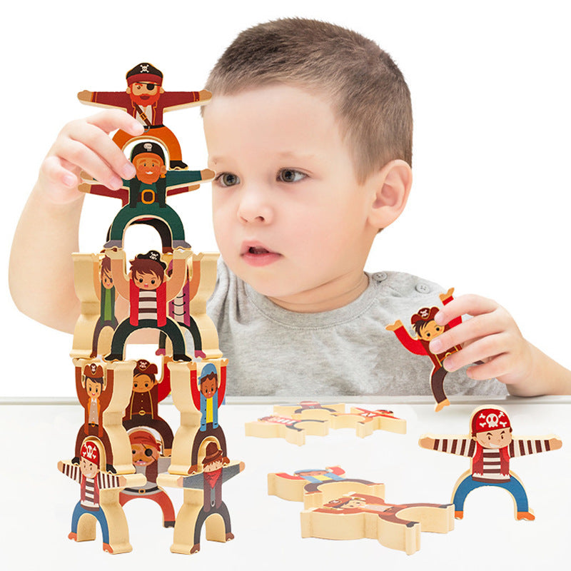 Wooden Equilibrium Stacking Toy – 12-Piece Hercules Balancing Blocks