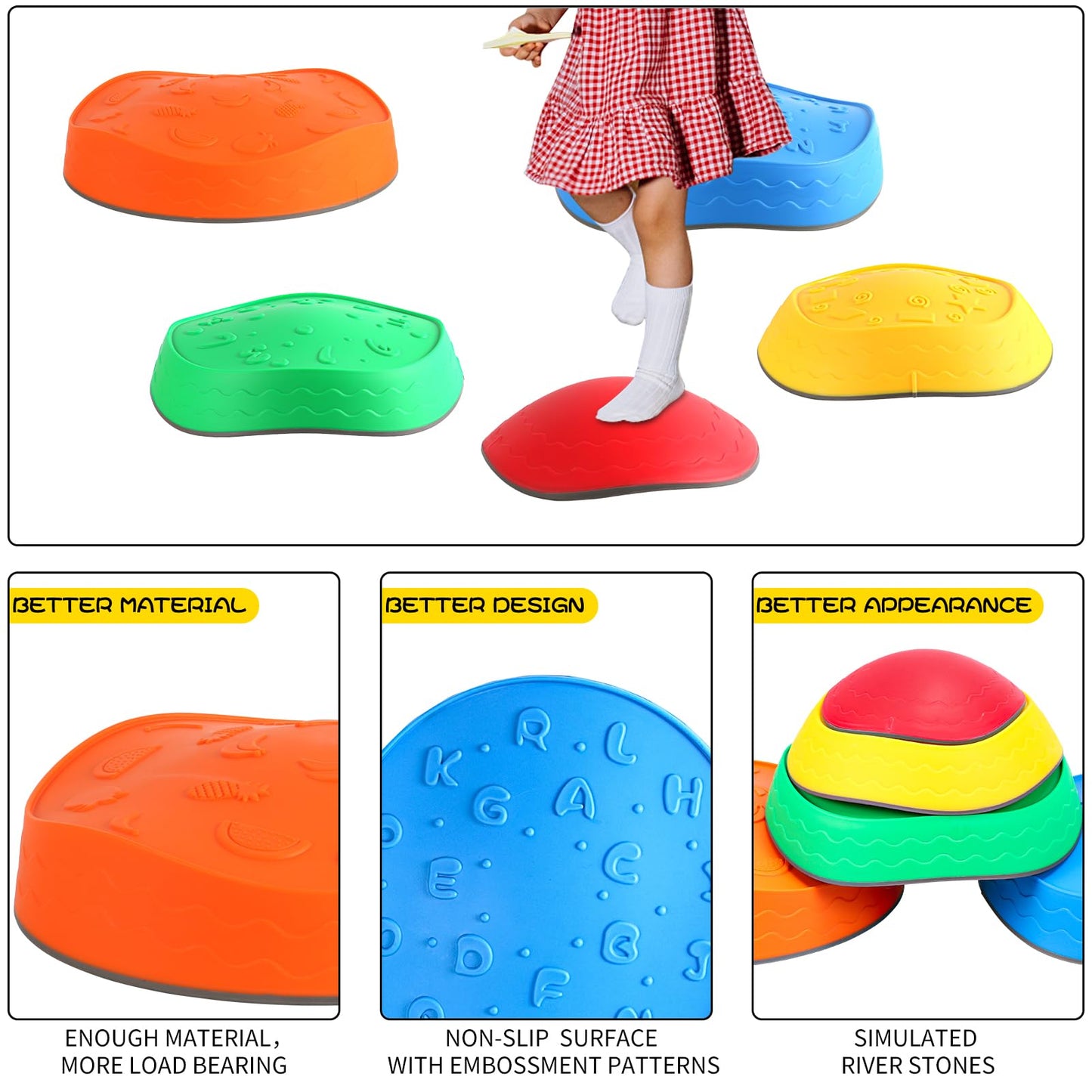 5-Piece Non-Slip Stepping Stones – Balance & Bounce Toys for Toddlers
