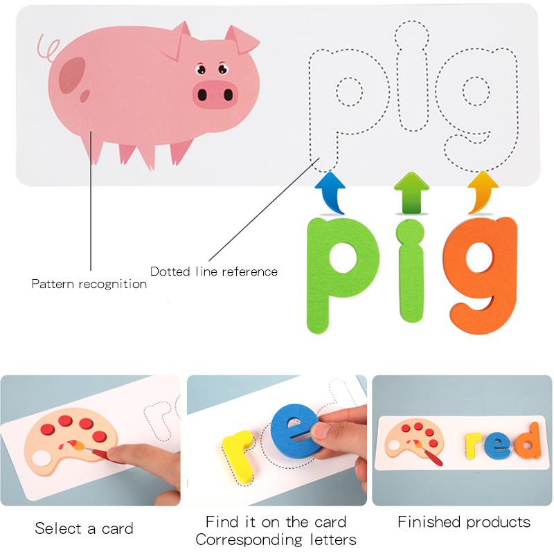 Montessori Matching Letters Toy – Wooden Letter Spelling and Writing Puzzle for Early Learning