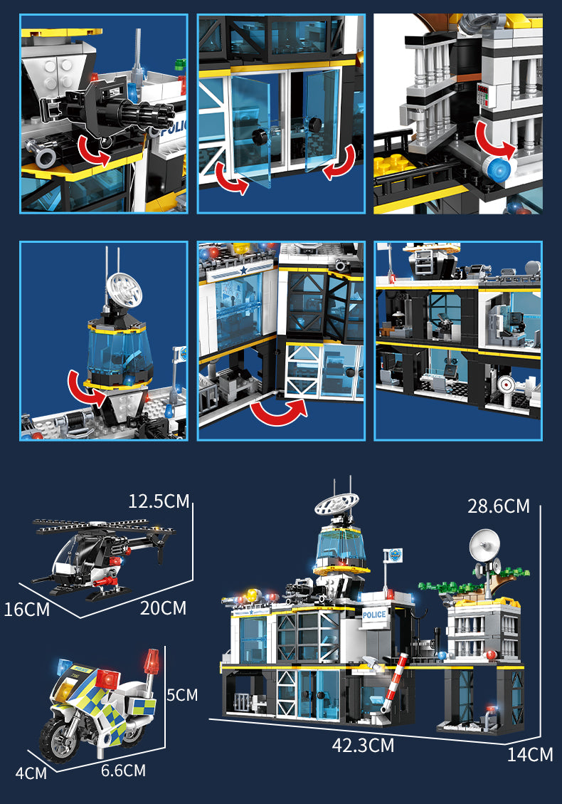 SWAT Team City Building Block Brick Set Police Station Car Toy