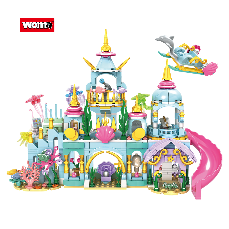 Castle High-Durable Plastic Small Sea World Particle Undersea Castle Building Blocks Model Toy for Girls