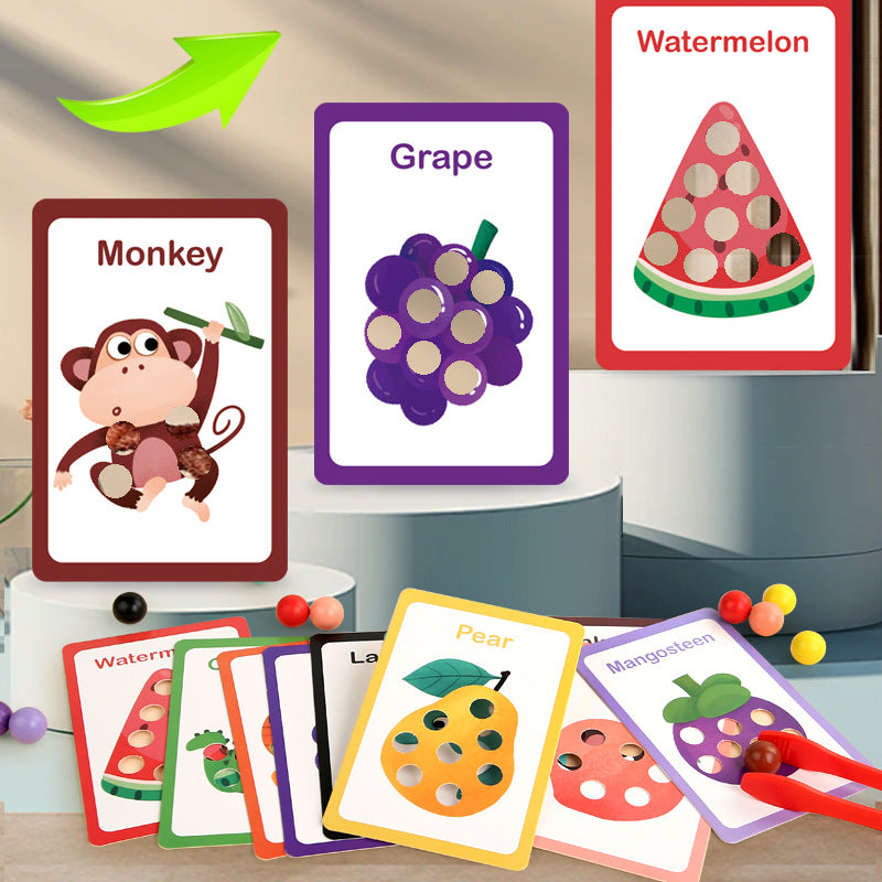 Color Matching Counting Toy - Wooden Bead Math Learning Set