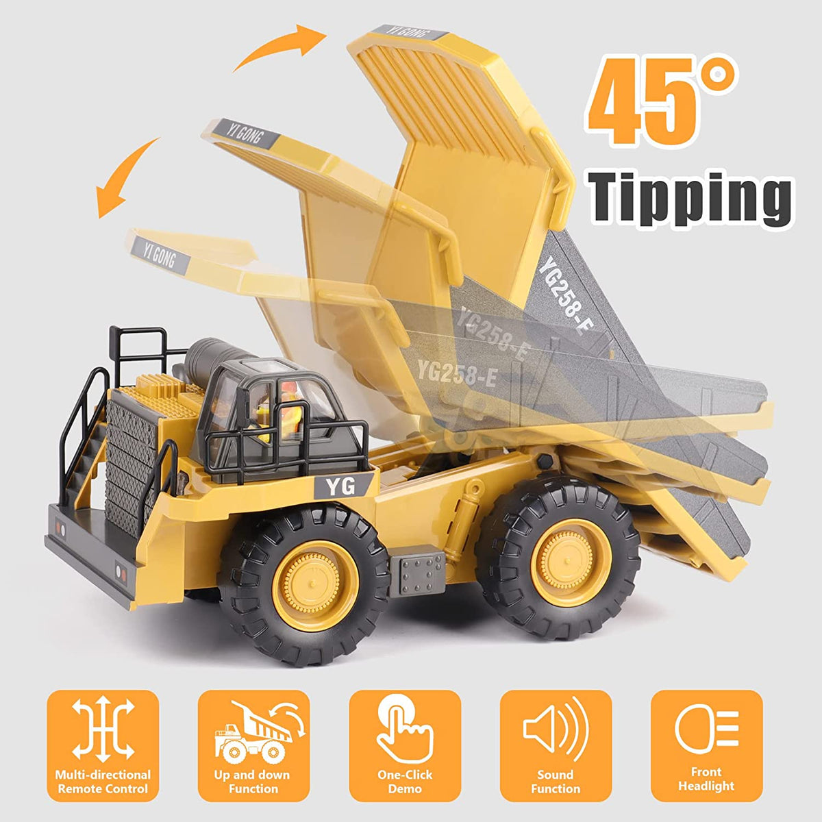 RC Dump Truck 9-Channel Remote Control Engineering Vehicle - Alloy Version