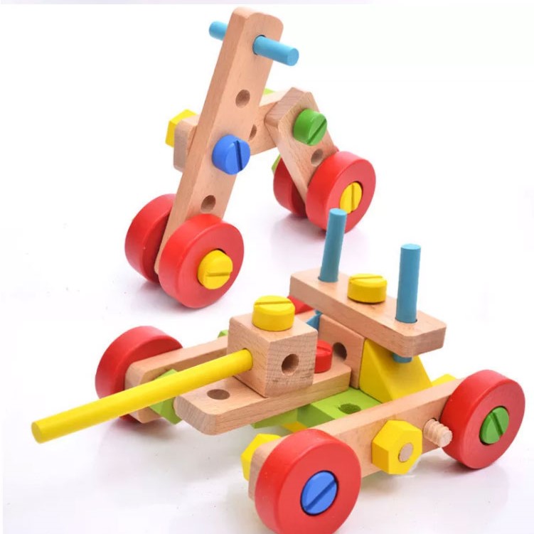 Montessori Wooden Screw Assembly Game – 70 PCS DIY Cartoon Nut Combination Learning Toy
