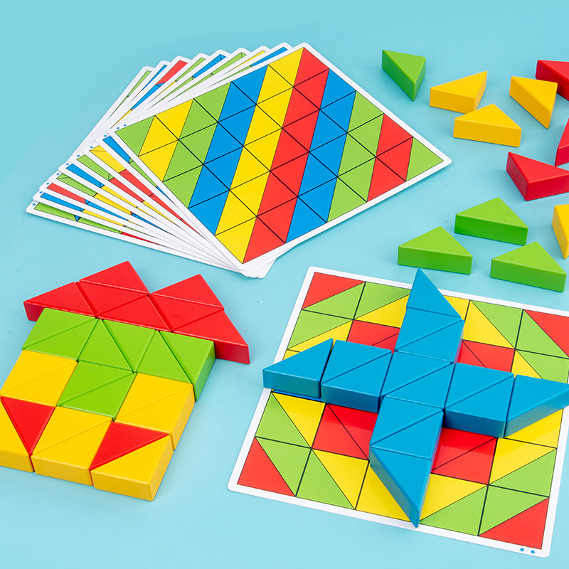 Attention Training Blocks - Montessori Wooden Building Set for Kids