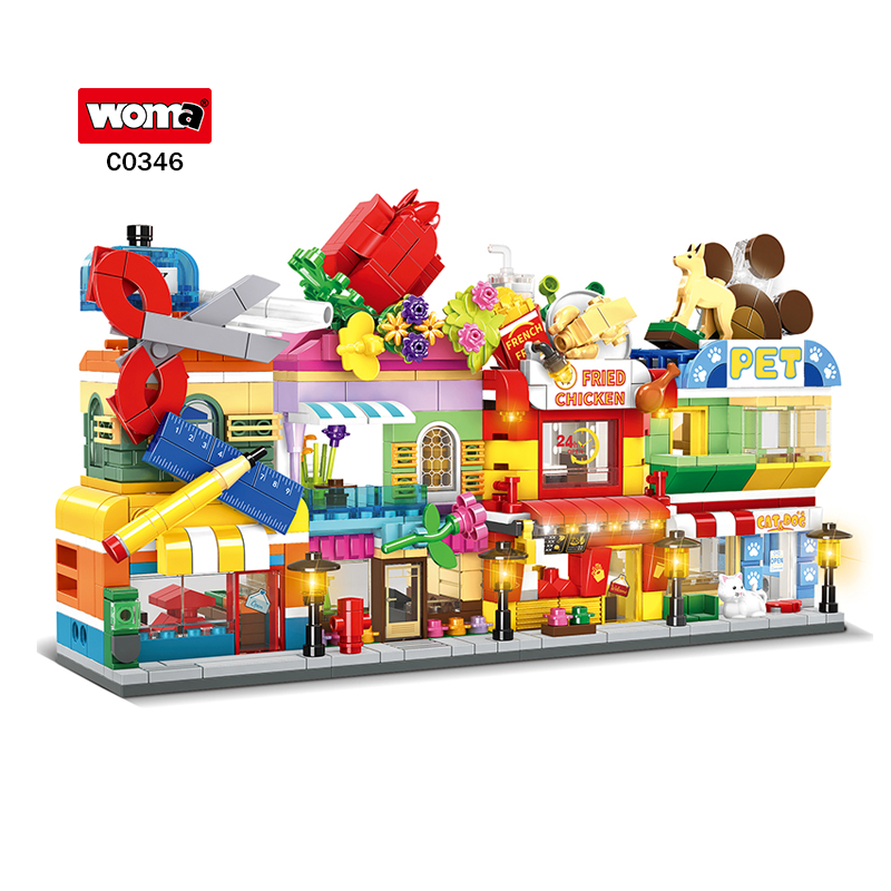City Series Street View Construction Blocks Set Street Store Mini City Block Modern Model House Toy