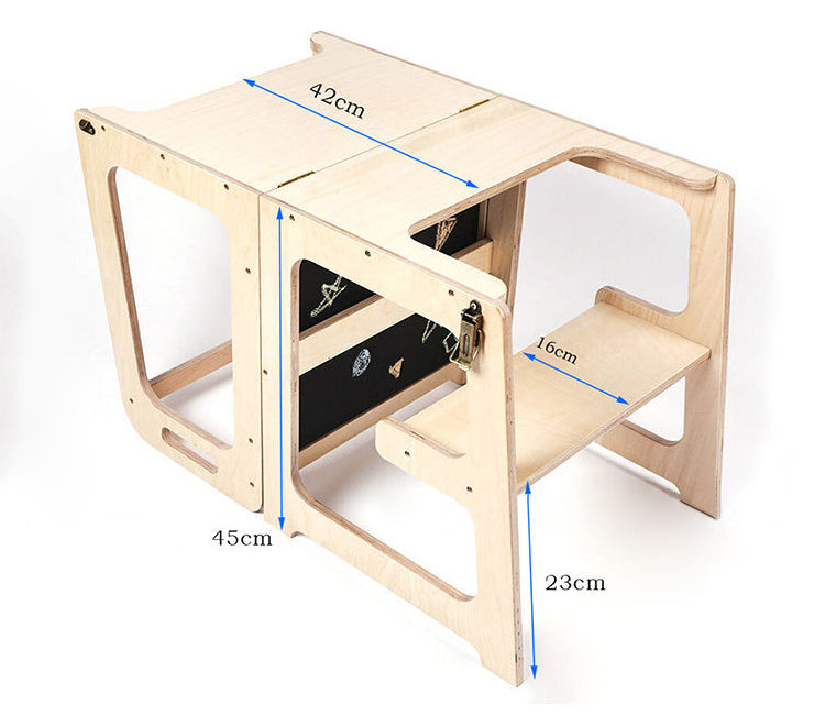 3-in-1 Foldable Learning Tower and steps with Chalkboard