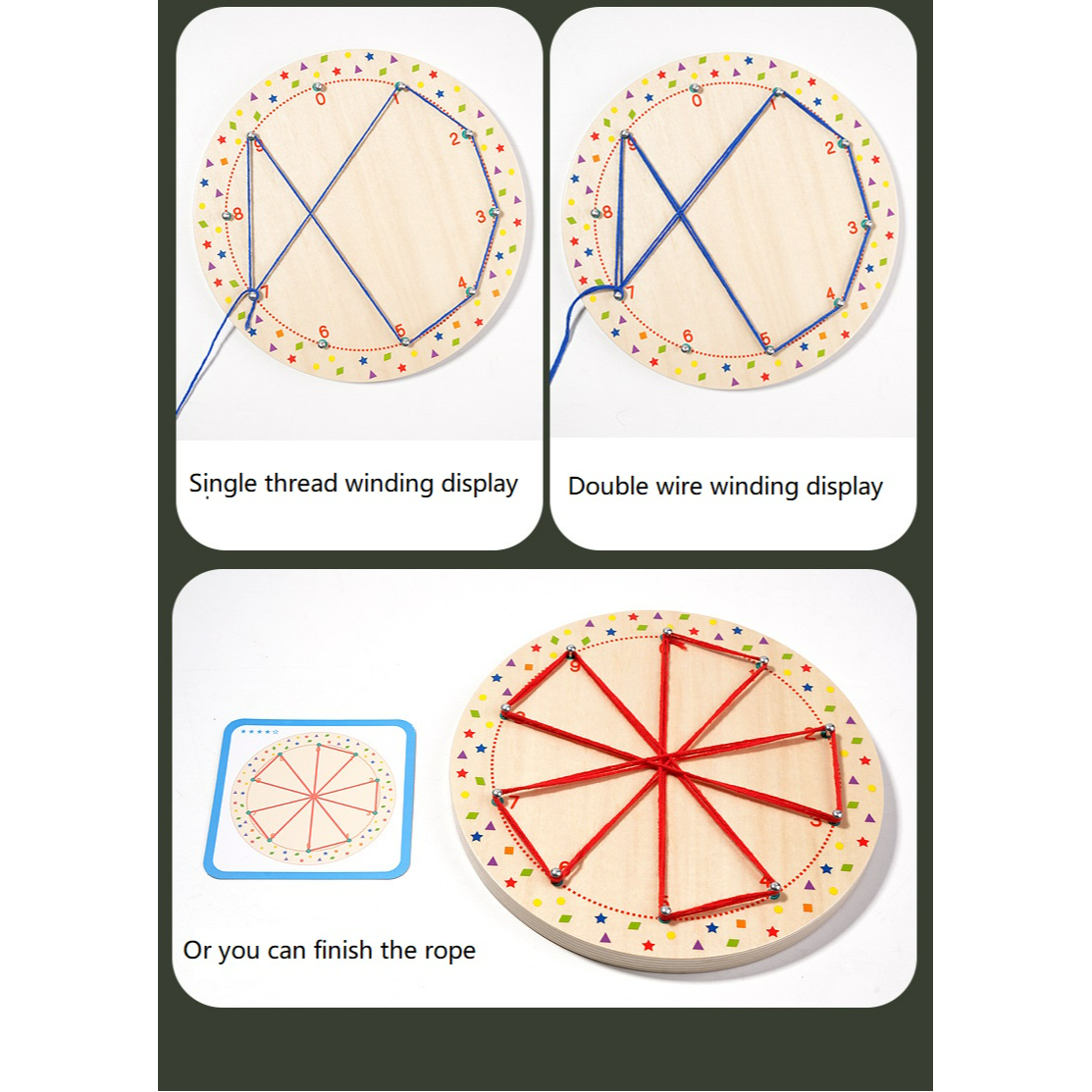 Montessori Threading Board - Wooden Nail & Rope Puzzle for Early Learning