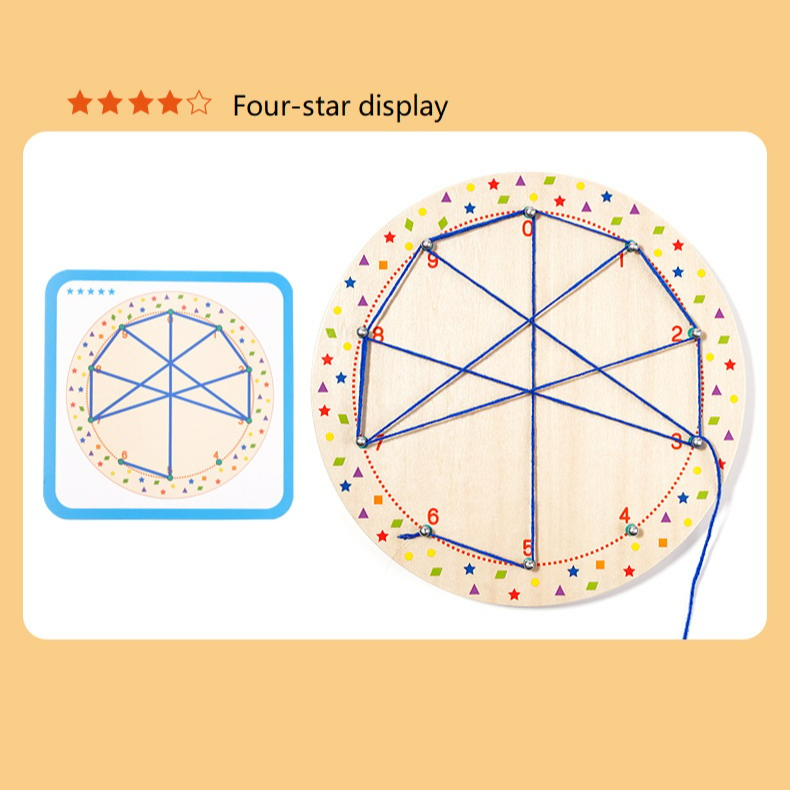 Montessori Threading Board - Wooden Nail & Rope Puzzle for Early Learning
