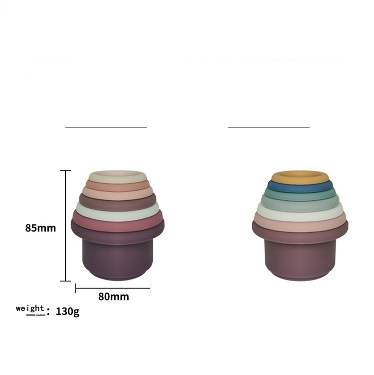 Montessori Bath Nesting Cups Fun Educational Platinum Silicone Sensory Baby Stacking Toy