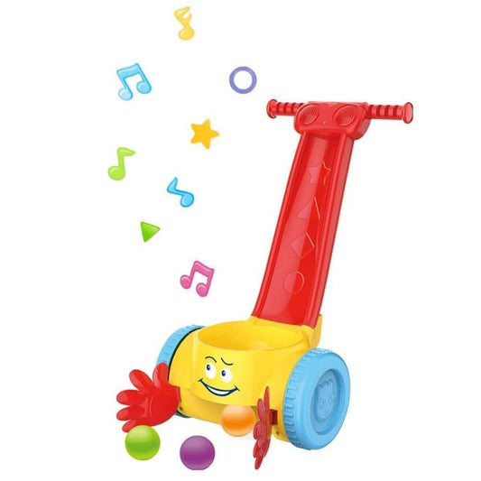 Pushing toy with colored balls