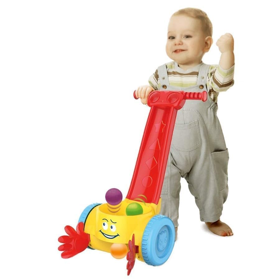 Pushing toy with colored balls