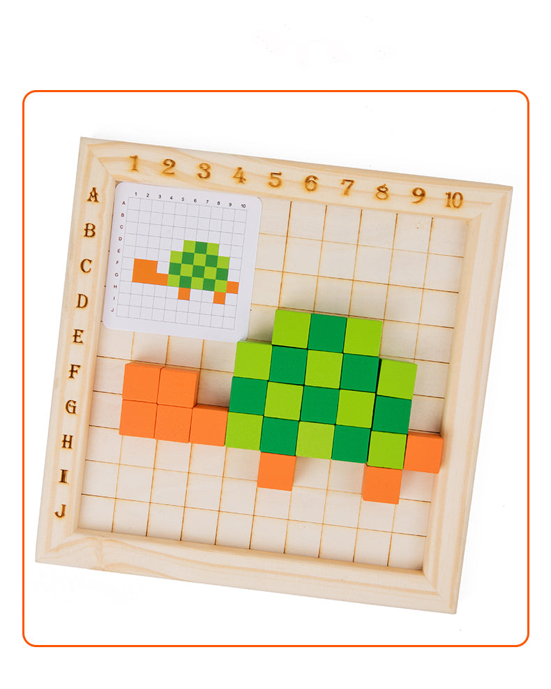 Preschool Educational Learning Set: Colorful Wooden Cubes and Building Blocks with Cards