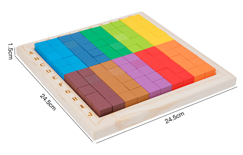 Preschool Educational Learning Set: Colorful Wooden Cubes and Building Blocks with Cards