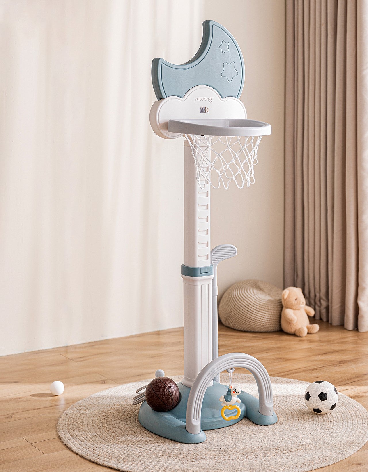 4-in-1  Basketball Hoop, Soccer Goal, Golf Game, and Ring Toss Sports Activity Set