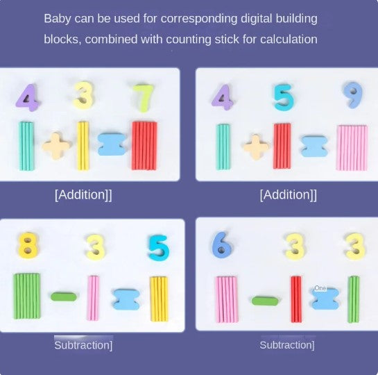 Wooden Addition and Subtraction Ruler Counting Sticks Teaching aid Toy