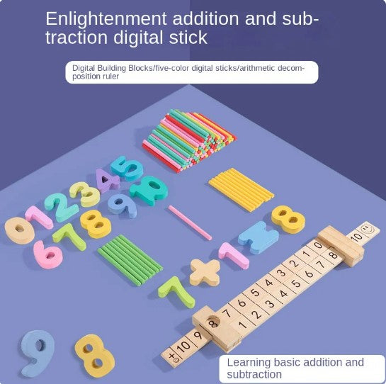 Wooden Addition and Subtraction Ruler Counting Sticks Teaching aid Toy