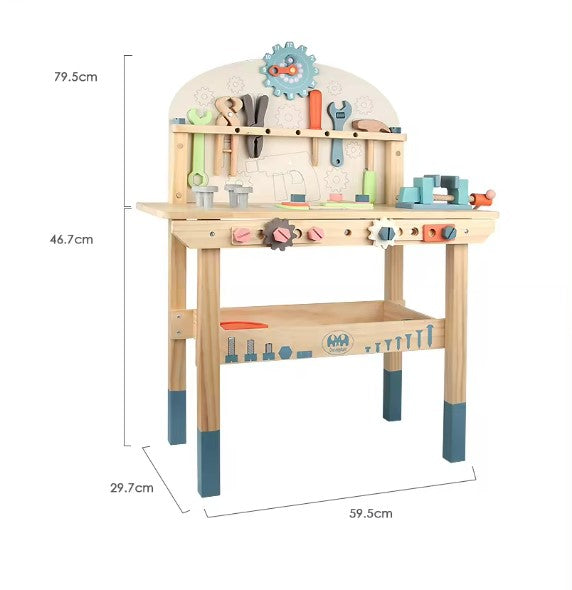 Wooden Large Tool Workbench Table Set