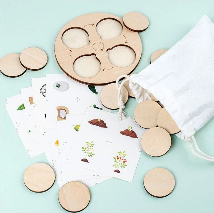Wooden Montessori Educational Matching Animal, Insect and Plant Growth Cycle Toy
