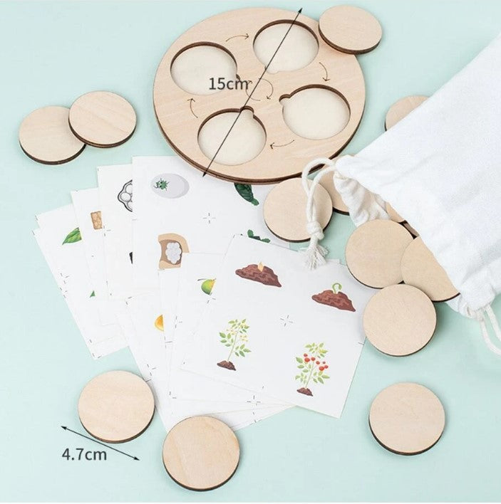 Wooden Montessori Educational Matching Animal, Insect and Plant Growth Cycle Toy