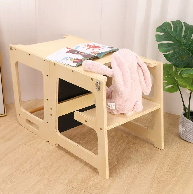 3-in-1 Foldable Learning Tower and steps with Chalkboard