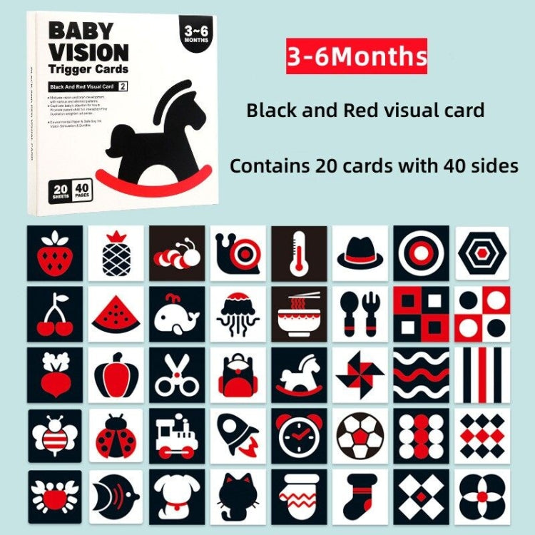Montessori Learning Educational Baby Vision Stimulation Trigger Cards - 20 Sheets 40 Pages