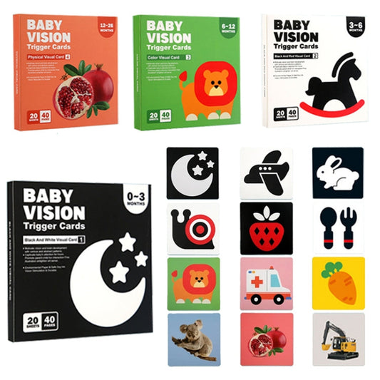 Montessori Learning Educational Baby Vision Stimulation Trigger Cards - 20 Sheets 40 Pages