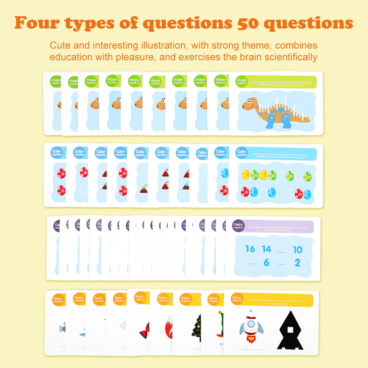 Wooden Dinosaur Color, Shapes, and Number Recognition Puzzles