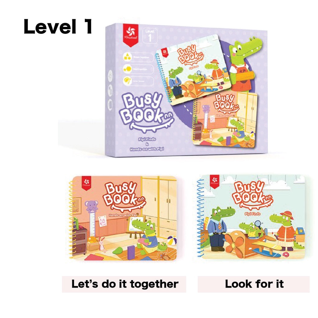 Pinwheel Preschool Montessori Educational Interactive Busy Book 5 Levels ( Each Box of 2 Books)
