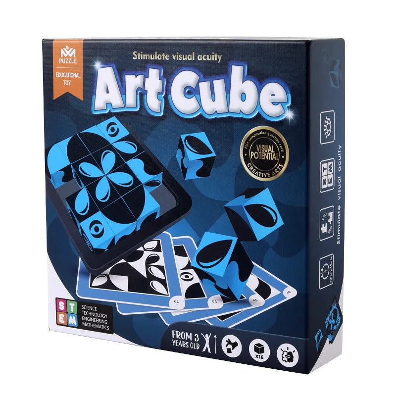 3D Art Wooden Cube Building Block