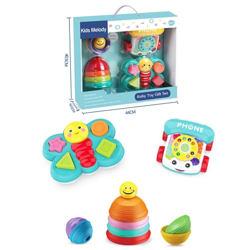 Baby Toy Gift Set – Phone, Butterfly, and Stacking Toys