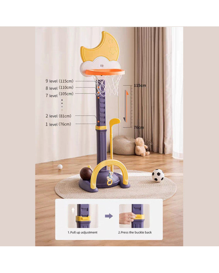 4-in-1  Basketball Hoop, Soccer Goal, Golf Game, and Ring Toss Sports Activity Set