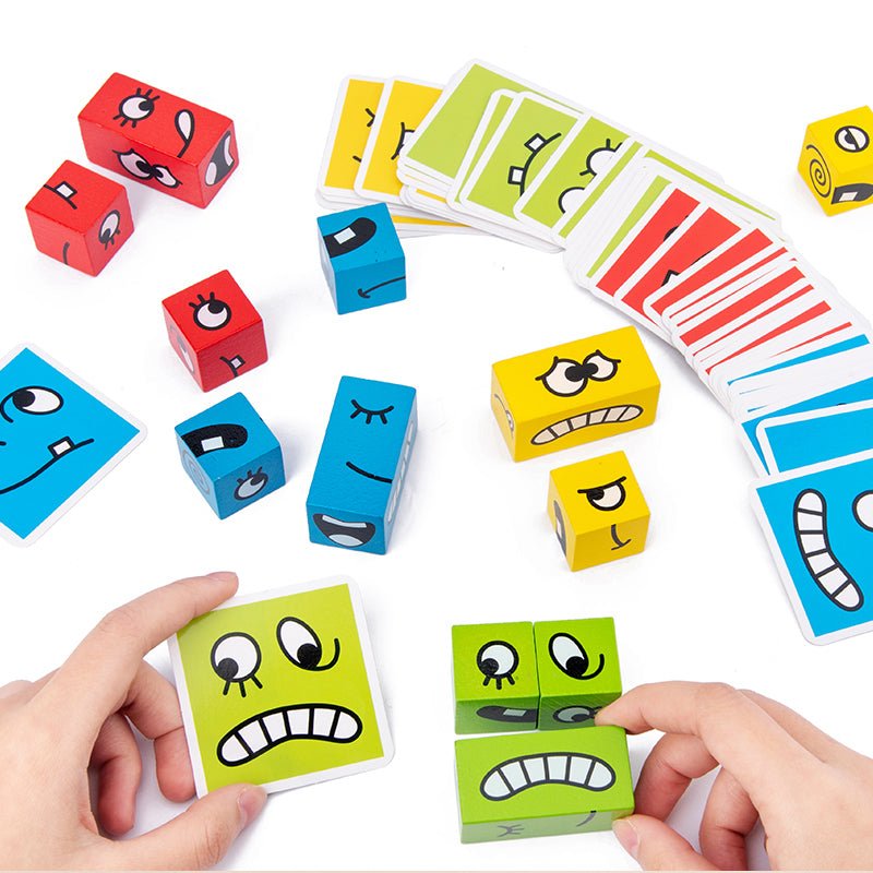 Face Change Wooden Expression Puzzle: Educational Montessori Building Blocks and Magic Cube Toy