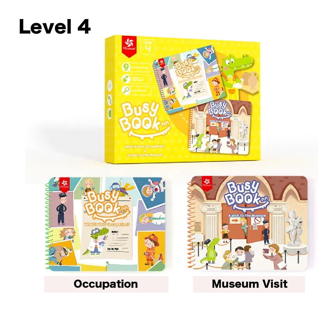 Pinwheel Preschool Montessori Educational Interactive Busy Book 5 Levels ( Each Box of 2 Books)