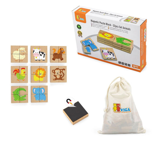 MAGNETIC PUZZLE BLOCK - 32PCS SET ANIMALS