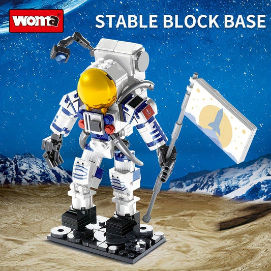 Astronaut Figure Holding The Flag with Movable Joints Building Blocks Set Model Toy