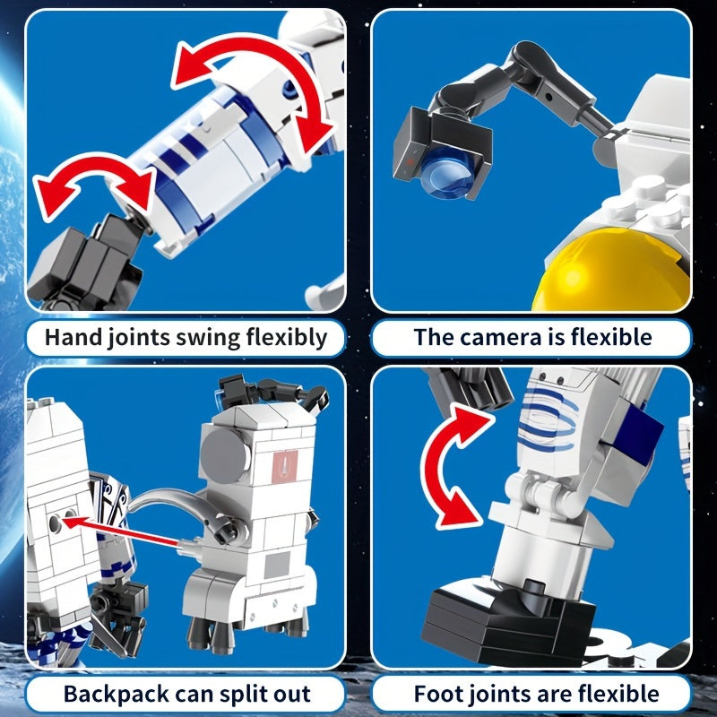 Astronaut Figure Holding The Flag with Movable Joints Building Blocks Set Model Toy
